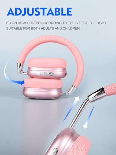 Micool Drahtloser Faltbarer Kopfhörer, Over-Ear Bluetooth Kopfhörer, Noise Cancelling Bluetooth Kopfhörer mit HiFi Stereo, Leichtes Gaming Headset mit Mikrofon, Einstellbarer On Ear Kopfhörer (pink) Bild 3