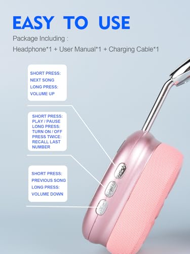 Micool Drahtloser Faltbarer Kopfhörer, Over-Ear Bluetooth Kopfhörer, Noise Cancelling Bluetooth Kopfhörer mit HiFi Stereo, Leichtes Gaming Headset mit Mikrofon, Einstellbarer On Ear Kopfhörer (pink) Bild 4