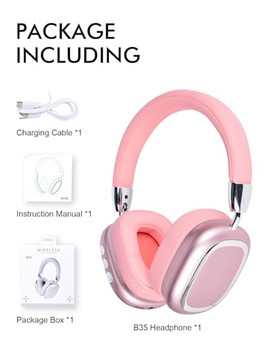 Micool Drahtloser Faltbarer Kopfhörer, Over-Ear Bluetooth Kopfhörer, Noise Cancelling Bluetooth Kopfhörer mit HiFi Stereo, Leichtes Gaming Headset mit Mikrofon, Einstellbarer On Ear Kopfhörer (pink) Bild 7