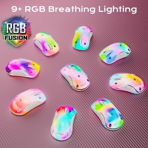 memzuoix LED Kabellose Maus – Wiederaufladbare 2.4G Optische Maus mit Magnetischer Abdeckung, Sanfter RGB-Beleuchtung, 1400 DPI, Ergonomisches Design mit USB-Empfänger für Laptop, PC und MacBook Bild 3