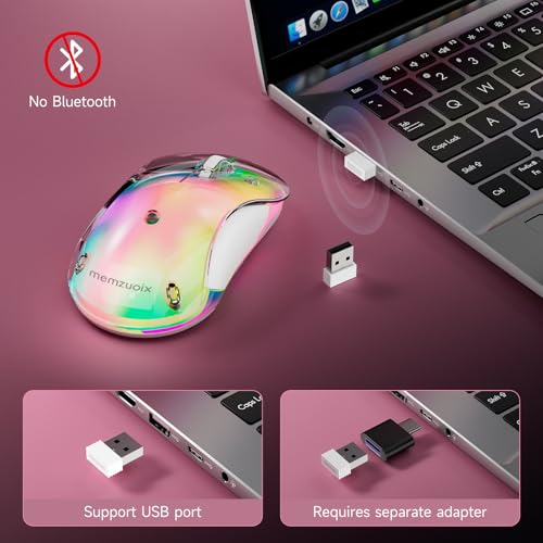 memzuoix LED Kabellose Maus – Wiederaufladbare 2.4G Optische Maus mit Magnetischer Abdeckung, Sanfter RGB-Beleuchtung, 1400 DPI, Ergonomisches Design mit USB-Empfänger für Laptop, PC und MacBook Bild 5