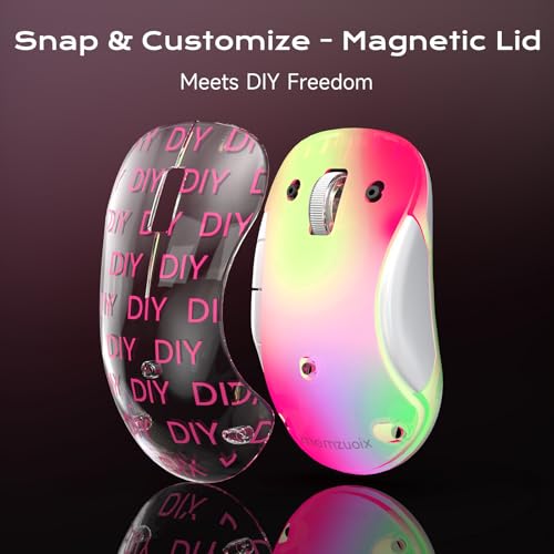 memzuoix LED Kabellose Maus – Wiederaufladbare 2.4G Optische Maus mit Magnetischer Abdeckung, Sanfter RGB-Beleuchtung, 1400 DPI, Ergonomisches Design mit USB-Empfänger für Laptop, PC und MacBook Bild 7