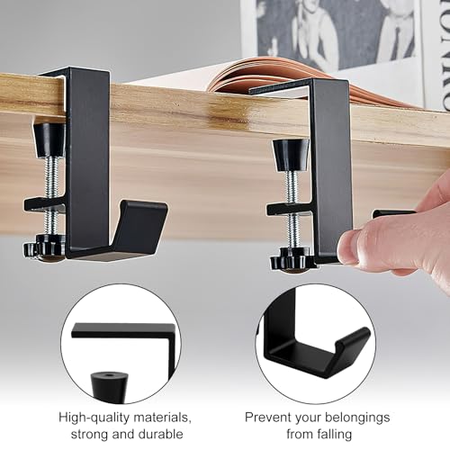 2PCS Kopfhörer Ständer, Headphone Stand Schreibtisch Kopfhöreraufhänger, Platzsparender Headset Halter für Schreibtisch, Verstellbarer headset halterung tisch mit Multifunktionaler Nutzung Bild 3
