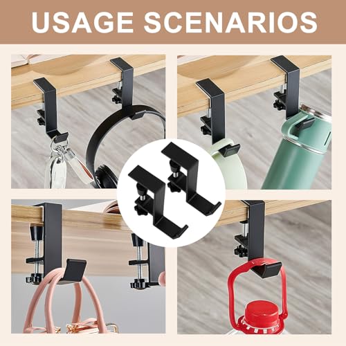 2PCS Kopfhörer Ständer, Headphone Stand Schreibtisch Kopfhöreraufhänger, Platzsparender Headset Halter für Schreibtisch, Verstellbarer headset halterung tisch mit Multifunktionaler Nutzung Bild 4