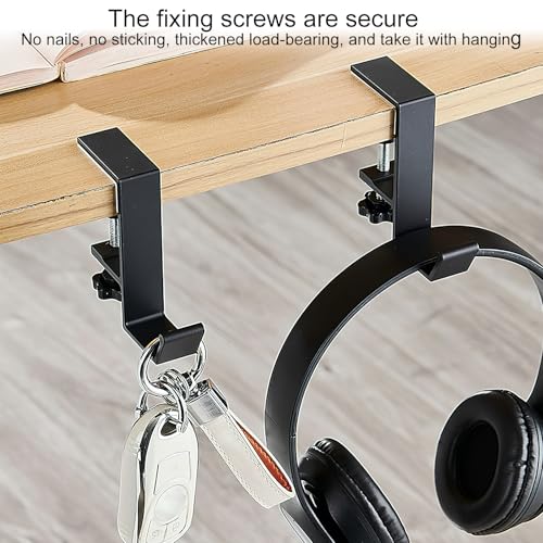 2PCS Kopfhörer Ständer, Headphone Stand Schreibtisch Kopfhöreraufhänger, Platzsparender Headset Halter für Schreibtisch, Verstellbarer headset halterung tisch mit Multifunktionaler Nutzung Bild 6