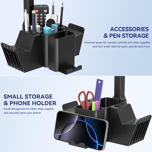KDD Dual Controller Halterung - Universal Controller Halter Tisch & Gaming Headset Ständer mit Handyhalterung - Multifunktional Schreibtisch Gaming Organizer für Stift Xbox ONE PS5 PS4 PC Zubehör Bild 5