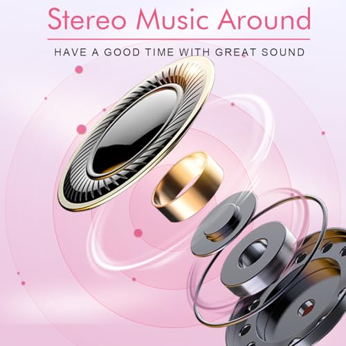 Over-Ear Kopfhörer Bluetooth 5.3, Drahtloser faltbarer Kopfhörer, Noise Cancelling Bluetooth Kopfhörer mit HiFi Stereo, Leichtes Gaming Headset mit Mikrofon, Einstellbarer On Ear Kopfhörer (Rosa) Bild 4