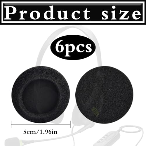 6 Stück Kopfhörer Ohrpolster,Schaumstoff Polster,Ohrpolster,Ohrpolster Kopfhörer,Kopfhörer Polster,Kopfhörerpolster,Ersatz Ohrpolster Schaum Ohrkissen, 50mm Black Ersatz Earpads Audio Kopfhorer Bild 2