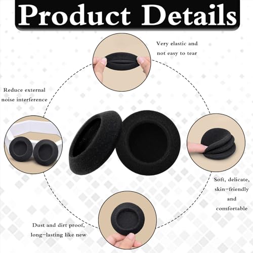 6 Stück Kopfhörer Ohrpolster,Schaumstoff Polster,Ohrpolster,Ohrpolster Kopfhörer,Kopfhörer Polster,Kopfhörerpolster,Ersatz Ohrpolster Schaum Ohrkissen, 50mm Black Ersatz Earpads Audio Kopfhorer Bild 3
