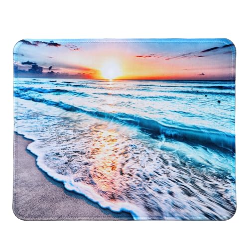 YUXIANLB Strand Sonnenuntergang Mauspad, Süßes Mauspad, individuelles Design für Computer und Laptop, rutschfeste Gummibasis, Büro- und Desktop-Zubehör (24x20 cm) Bild 1