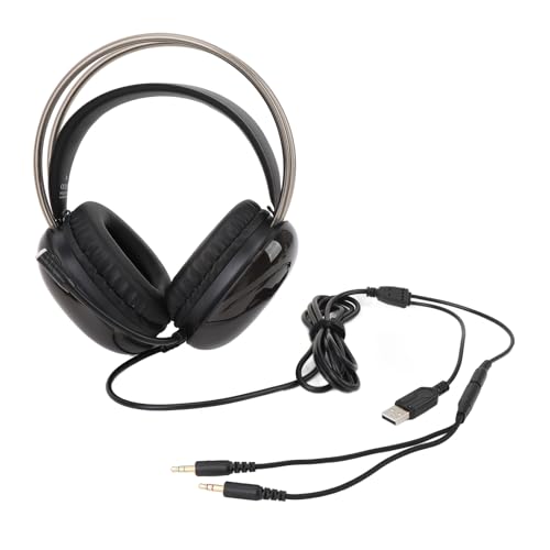 Gaming-Headset, RGB-Beleuchtung, kabelgebunden, Verstellbarer Kopfbügel, Over-Ear-Kopfhörer mit Mikrofon für PC, PS4, Laptop, Schwarz Bild 4