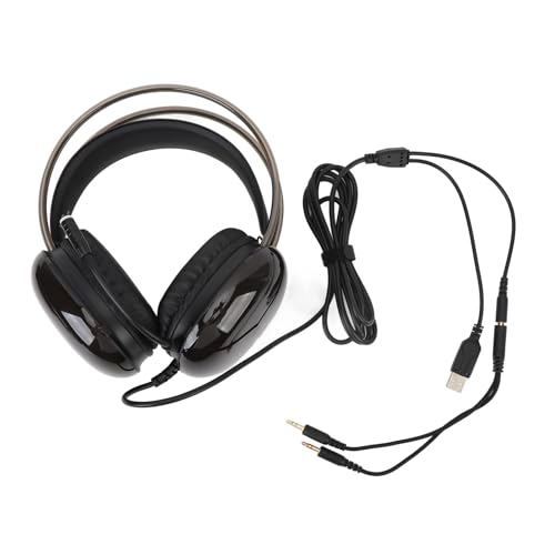 Gaming-Headset, RGB-Beleuchtung, kabelgebunden, Verstellbarer Kopfbügel, Over-Ear-Kopfhörer mit Mikrofon für PC, PS4, Laptop, Schwarz Bild 5