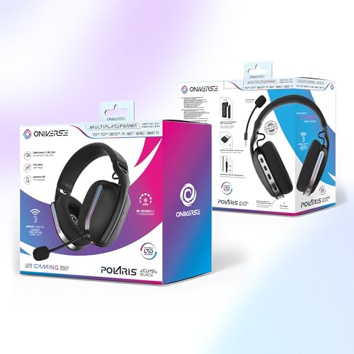 Oniverse Gaming-Headset, kabellos, kompatibel mit PS5, PS4, Switch, PC, mobil, leicht, LED, geringe Latenz, 2,4 GHz oder Bluetooth, Akku 33 Stunden, virtueller Sound, 7.1 Sound, Dual Mikrofon – Bild 7
