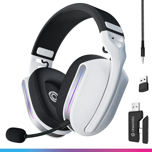 Oniverse Polaris Gaming-Headset, kabellos, kompatibel mit PS5, PS4, Switch, PC, Mobile, leicht, LED, niedrige Latenz 2,4 GHz oder Bluetooth, Akku 33 Stunden, virtueller Sound, 7.1 Sound, Bild 1