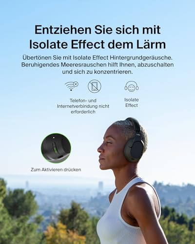 Belkin SoundForm Isolate Noise Cancelling Kopfhörer kabellos Bluetooth Kopfhörer, Headset mit Mikrofon, Over-Ear-Kopfhörer mit 60 Stunden Wiedergabe, tiefer Bass, CloudCushion Hörmuscheln – Schwarz Bild 4