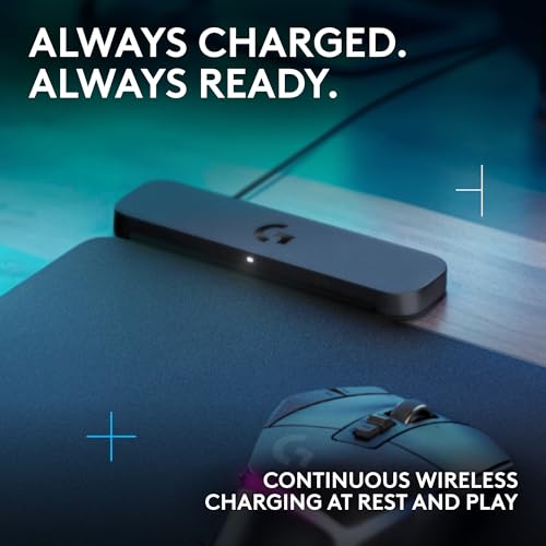 Logitech G Powerplay 2 Kabelloses Lade-Mauspad für kompatible Gaming-Mäuse, 34,5 x 28,4 cm, 3,5 mm Höhe, für PC/Mac, Schwarz Bild 2
