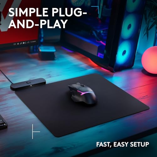 Logitech G Powerplay 2 Kabelloses Lade-Mauspad für kompatible Gaming-Mäuse, 34,5 x 28,4 cm, 3,5 mm Höhe, für PC/Mac, Schwarz Bild 3