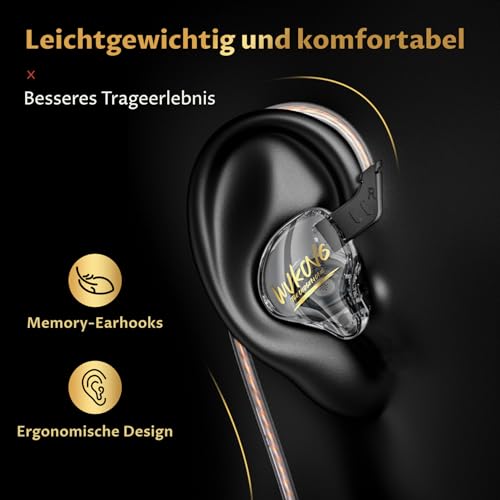 Yinyoo KBEAR MONKIE K01 Kabelgebundene Gaming Ohrhörer, 1DD Leichter Gaming-In-Ear-Monitor mit 3,5-mm-Stecker, HiFi Immersive Bass In Ear-Kopfhörer Kompatibel mit Xbox/PS5/PC/Switch Bild 5