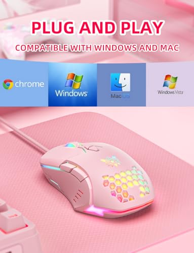 Kabelgebundene PC-Gaming-Maus: Hochpräziser Sensor, RGB-Hintergrundbeleuchtung, einstellbare DPI, 7 programmierbare Tasten, ergonomische Maus für Büro und Gaming unter Windows/Mac/Linux/Chrome OS Bild 6