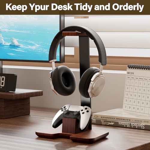 Controller Ständer Holz Kopfhörer Ständer für Schreibtisch Gaming Schreibtisch Zubehör Controller Halter für Gaming Equipment Headset Halter Bild 2