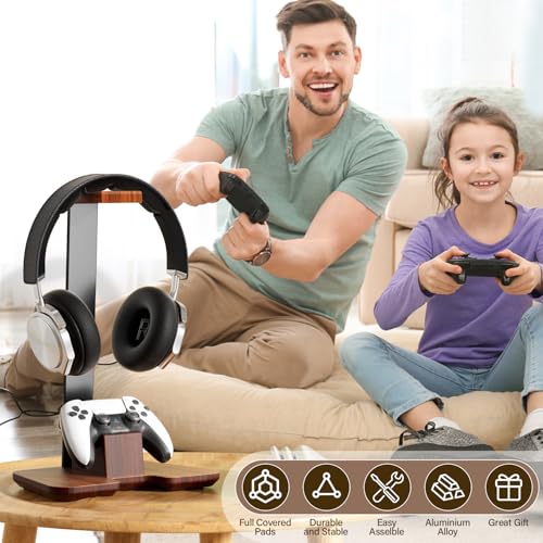 Controller Ständer Holz Kopfhörer Ständer für Schreibtisch Gaming Schreibtisch Zubehör Controller Halter für Gaming Equipment Headset Halter Bild 3