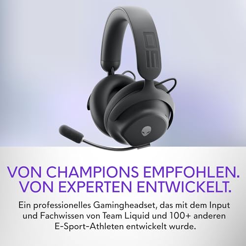 Alienware Pro Wireless Gaming-Headset - 50 mm Graphen-Treiber, KI-Geräuschunterdrückung, Hybrid ANC, Bis zu 75 Stunden Akkulaufzeit, Dark Side of the Moon Bild 2