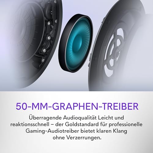 Alienware Pro Wireless Gaming-Headset - 50 mm Graphen-Treiber, KI-Geräuschunterdrückung, Hybrid ANC, Bis zu 75 Stunden Akkulaufzeit, Dark Side of the Moon Bild 3