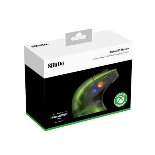 8BitDo Retro R8 Mouse with PAW 3395 Optical Sensor DPI 26K, Wireless 4K Polling Mouse with Charging Dock, Programmable Buttons, and Kailh Sword GM X Micro Switches - Xbox Edition(Officially Licensed) Bild 6
