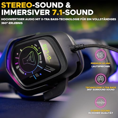 THE G-LAB - Korp Cobalt 7.1 EX - Gaming Headset mit 7.1 Surround Sound - Gaming Headset USB mit RGB-Beleuchtung, Flexiblem Mikrofon, Leicht und Komfortabel - PS5, PS4, PC, Xbox - Neu Bild 2