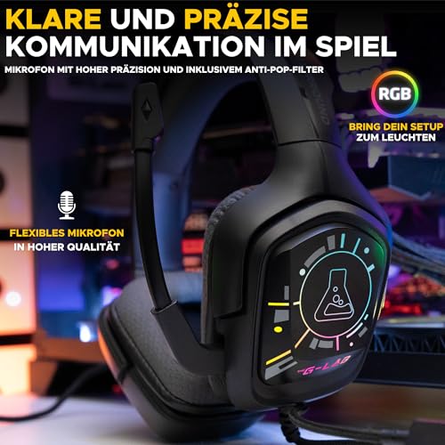 THE G-LAB - Korp Cobalt 7.1 EX - Gaming Headset mit 7.1 Surround Sound - Gaming Headset USB mit RGB-Beleuchtung, Flexiblem Mikrofon, Leicht und Komfortabel - PS5, PS4, PC, Xbox - Neu Bild 3