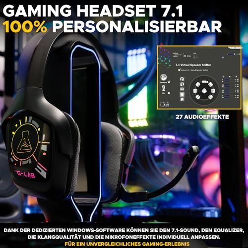 THE G-LAB - Korp Cobalt 7.1 EX - Gaming Headset mit 7.1 Surround Sound - Gaming Headset USB mit RGB-Beleuchtung, Flexiblem Mikrofon, Leicht und Komfortabel - PS5, PS4, PC, Xbox - Neu Bild 4