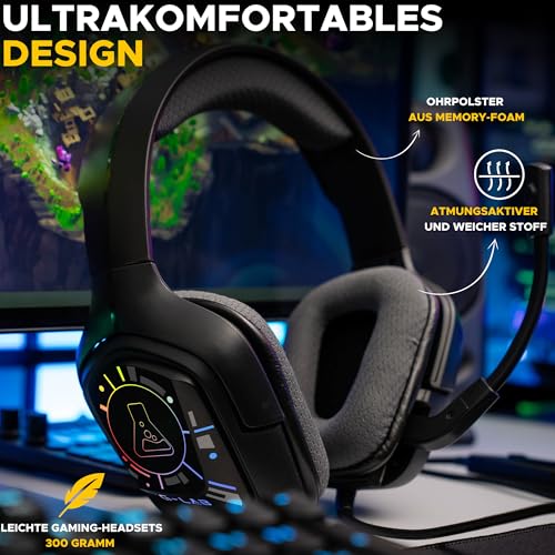 THE G-LAB - Korp Cobalt 7.1 EX - Gaming Headset mit 7.1 Surround Sound - Gaming Headset USB mit RGB-Beleuchtung, Flexiblem Mikrofon, Leicht und Komfortabel - PS5, PS4, PC, Xbox - Neu Bild 5