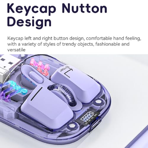 Kabellose Gaming-Mäuse mit Transparenter Hülle, BT 5.0/2.4G 2-Modus-RGB-Computermäuse mit Mehreren Effekten, Wiederaufladbare Slient-Maus für Laptop-Tablet (Purple) Bild 4