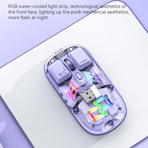 Kabellose Gaming-Mäuse mit Transparenter Hülle, BT 5.0/2.4G 2-Modus-RGB-Computermäuse mit Mehreren Effekten, Wiederaufladbare Slient-Maus für Laptop-Tablet (Purple) Bild 5