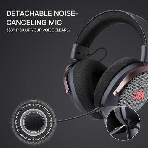 Redragon H858 Kabelloses Gaming-Headset, 7.1 Surround Sound, 53-mm-Treiber, Ohrpolster aus Memory-Schaumstoff, abnehmbares Mikrofon, Over-Ear-Kopfhörer für Handy, PC/PS5/XBOX/NS, Schwarz Bild 5