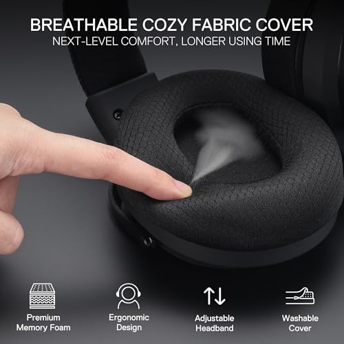 Redragon H858 Kabelloses Gaming-Headset, 7.1 Surround Sound, 53-mm-Treiber, Ohrpolster aus Memory-Schaumstoff, abnehmbares Mikrofon, Over-Ear-Kopfhörer für Handy, PC/PS5/XBOX/NS, Schwarz Bild 6