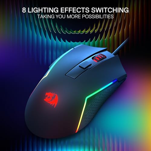 Redragon M616 RGB-Gaming-Maus, kabelgebundene optische Maus mit 10000 DPI, 6 programmierbaren Tasten und 8 Hintergrundbeleuchtungsmodi, Software unterstützt DIY-Tastenkombinationen Bild 4