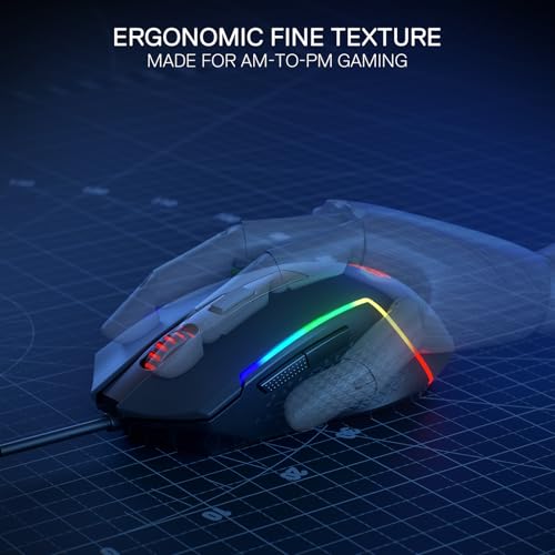 Redragon M616 RGB-Gaming-Maus, kabelgebundene optische Maus mit 10000 DPI, 6 programmierbaren Tasten und 8 Hintergrundbeleuchtungsmodi, Software unterstützt DIY-Tastenkombinationen Bild 5