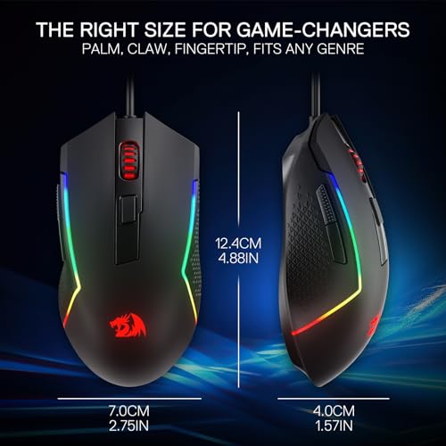 Redragon M616 RGB-Gaming-Maus, kabelgebundene optische Maus mit 10000 DPI, 6 programmierbaren Tasten und 8 Hintergrundbeleuchtungsmodi, Software unterstützt DIY-Tastenkombinationen Bild 6