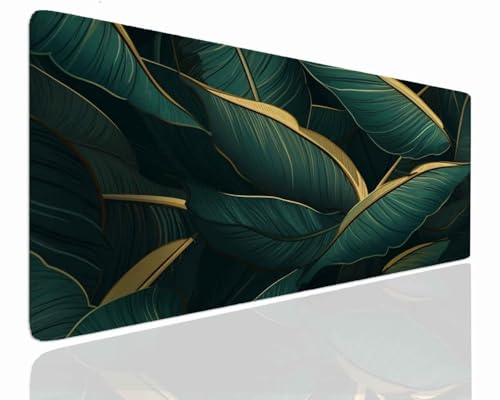 Mauspad Gaming Groß 1200x600x4mm Leaf XXL Mousepad Groß Wassxerdicht Tischunterlage Speed Gaming Maus Tastatur Matte PC Laptop rutschfeste Gummibasis Mouse Mat für Office Home Gamer J-549 Bild 1
