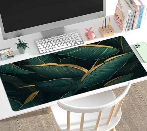 Mauspad Gaming Groß 1200x600x4mm Leaf XXL Mousepad Groß Wassxerdicht Tischunterlage Speed Gaming Maus Tastatur Matte PC Laptop rutschfeste Gummibasis Mouse Mat für Office Home Gamer J-549 Bild 2