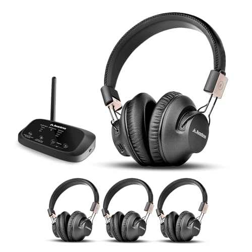 Avantree Quartet 2 – Bluetooth-kompatibles kabelloses Gruppenhörsystem mit Kopfhörern & Sender für Partys, Silent Discos, TV – Mehrere Kopfhörer mit niedriger Latenz & klarem Sound Bild 1