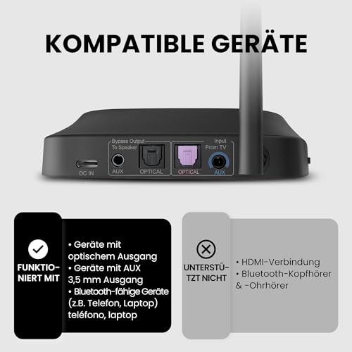 Avantree Quartet 2 – Bluetooth-kompatibles kabelloses Gruppenhörsystem mit Kopfhörern & Sender für Partys, Silent Discos, TV – Mehrere Kopfhörer mit niedriger Latenz & klarem Sound Bild 3