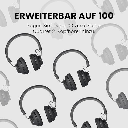 Avantree Quartet 2 – Bluetooth-kompatibles kabelloses Gruppenhörsystem mit Kopfhörern & Sender für Partys, Silent Discos, TV – Mehrere Kopfhörer mit niedriger Latenz & klarem Sound Bild 4