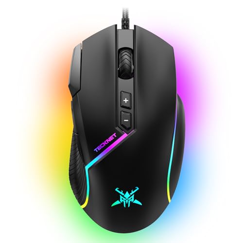 TECKNET Kabelgebundene Gaming Maus, 12800 DPI Einstellbar Mouse mit Optischem Sensor, 13 RGB-Lichter, 8 Programmierbare Tasten, Mäuse Mit Feuertaste, Gaming Mouse Für PC/Laptop, Nur Für Rechtshänder Bild 1