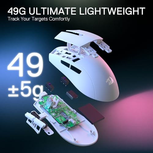 Redragon M916S 3-Modus-Gaming-Maus, 49G ultraleichte 26K DPI-Gamer-Maus mit natürlichem Griff, vollständig programmierbare Tasten, Software unterstützt DIY-Tastenkombinationen und DPI Bild 3