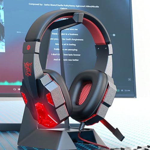 Gaming-Headset mit Mikrofon, 7.1-Surround-Sound, LED-Lichter, Rot und Grau Bild 2