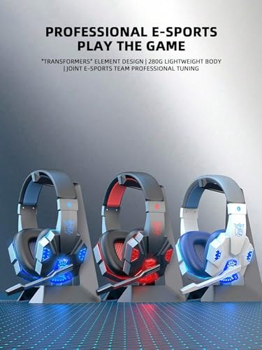 Gaming-Headset mit Mikrofon, 7.1-Surround-Sound, LED-Lichter, Rot und Grau Bild 5