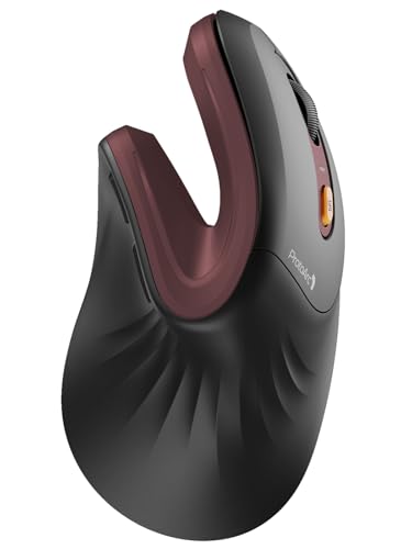 ProtoArc EM11 NL Ergonomische Vertikale Maus, Kabellos Aufladbar Mouse mit 3 Gerät (2*Bluetooth+USB), Vertikal Funkmaus für Computer, iPad, Mac, Windows - Schwarz und Rot Bild 1