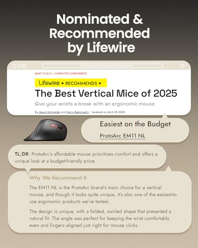 ProtoArc EM11 NL Ergonomische Vertikale Maus, Kabellos Aufladbar Mouse mit 3 Gerät (2*Bluetooth+USB), Vertikal Funkmaus für Computer, iPad, Mac, Windows - Schwarz und Rot Bild 2